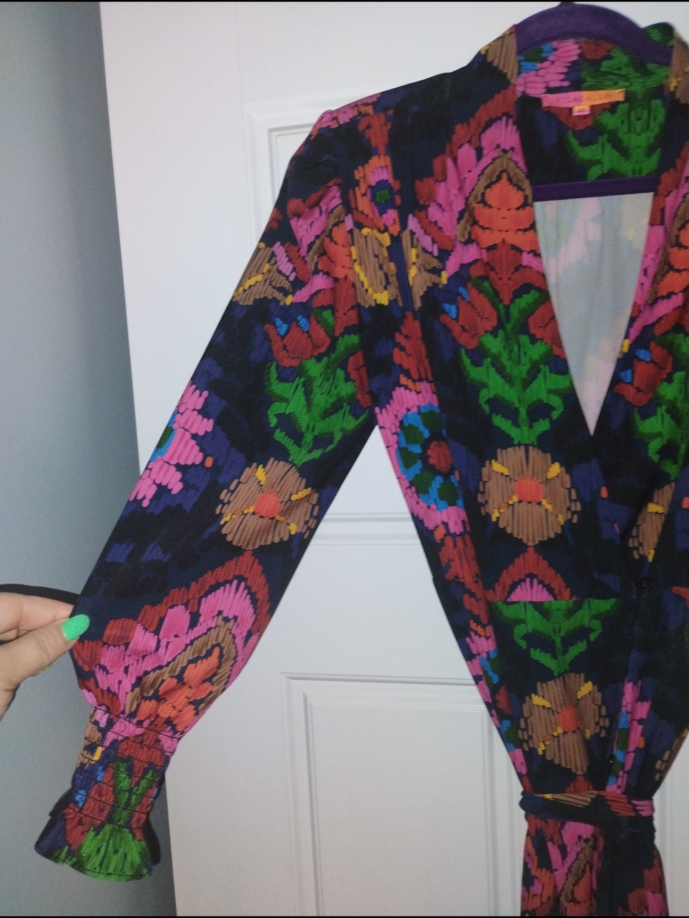 Vilagallo Multicolor Floral Midi Wrap Old Hollywood Dress